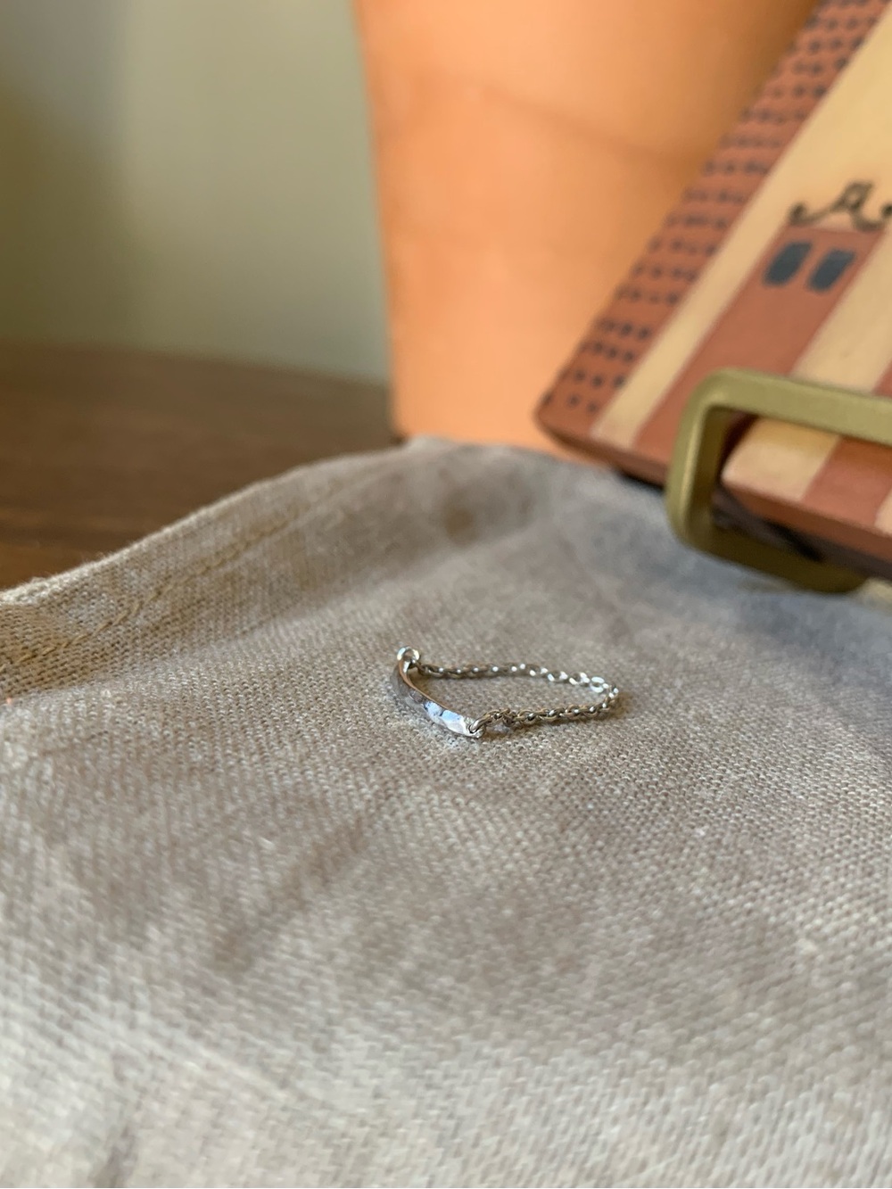 Hammered Metal Silver Chain Ring